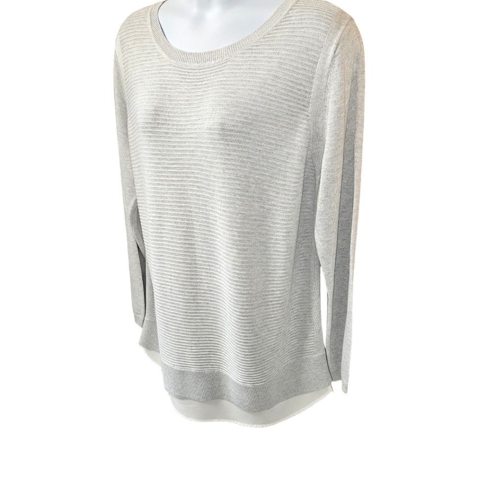 HILLARY RADLEY Plus Size Gray & White Striped 2fer one LongSleeve Sweater XXL - Picture 3 of 14